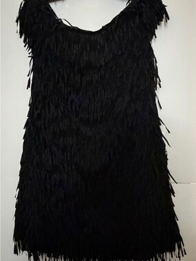 Sho Black Dress with Fringe Detail